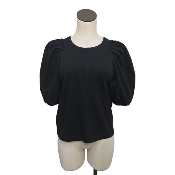 NWT Madewell Puff Sleeve Top Black Short Sleeve Crew Neck Tee Size Small NT331 - Picture 7 of 10